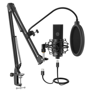 FIFINE USB Condenser PC  Microphone with Adjustable desktop mic arm &shock mount for  Studio Recording YouTube Vocals  Voice