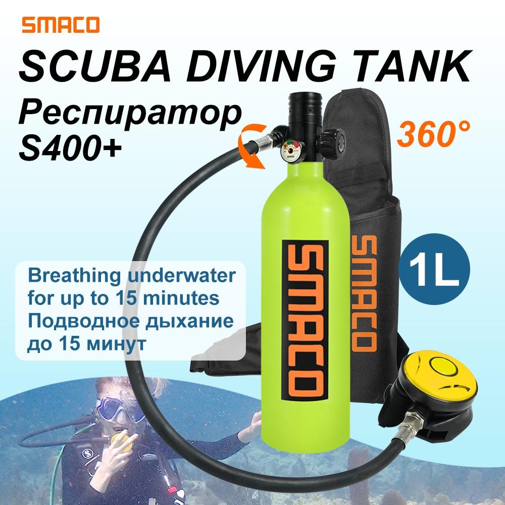 SMACO Diving Equipment Mini Scuba Diving Cylinder Scuba Oxygen Tank S400+ diving tank snorkeling plongee buceo scuba tank 1L