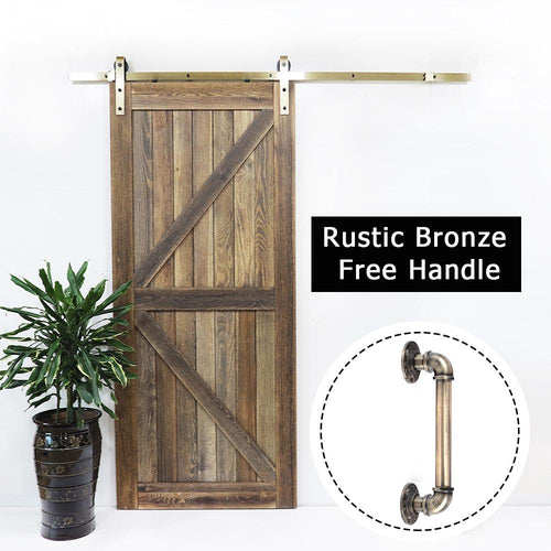 KIN MADE 6.6ft Green Antique Bronze Steel Sliding Barn Door Hardware Wood Door Sliding System