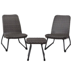 Outdoor All Weather Rattan Steel Conversation Chair Table Set