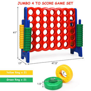 Jumbo 4-to-Score 4 in A Row Giant Game Set Kids Adults Family Fun Indoor Garden