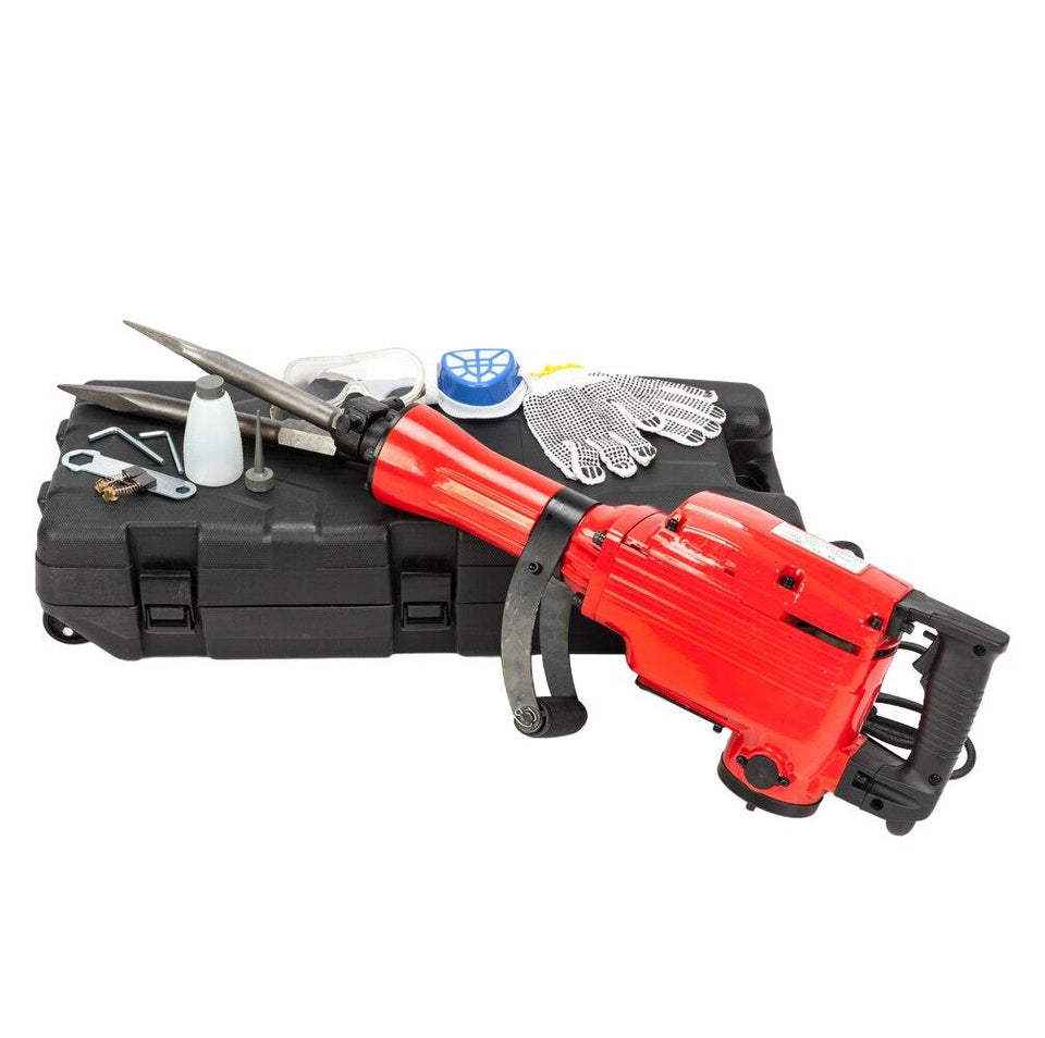 2200W 1-1/8\" Electric Demolition Jack Hammer 1500W Concrete Breaker Chisels Red	 J99Store