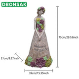 Outdoor Garden Welcome Girl Ornaments Succulent Skirt Angel Sculpture Retro Flower Fairy Landscape Courtyard Garden Decoration