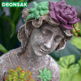 Outdoor Garden Welcome Girl Ornaments Succulent Skirt Angel Sculpture Retro Flower Fairy Landscape Courtyard Garden Decoration