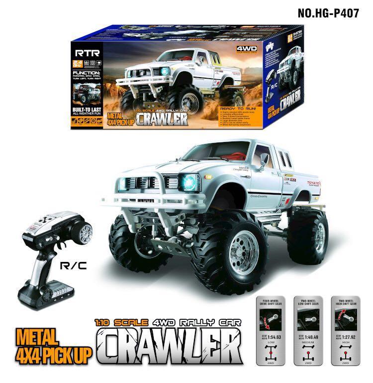 HG P407 1/10 2.4G 4WD 3CH Brushed Rally Rc Car for TOYATO Metal 4X 4 Pickup Truck Rock Crawler RTR Toy Black White Gifts Boys