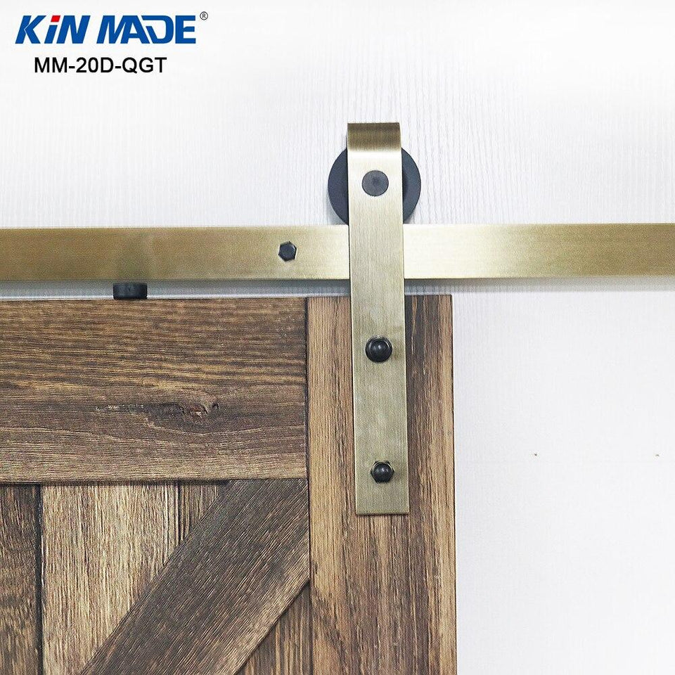 KIN MADE 6.6ft Green Antique Bronze Steel Sliding Barn Door Hardware Wood Door Sliding System