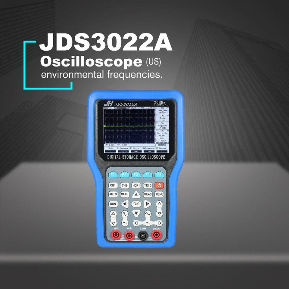 JDS3012A Digital Oscilloscope Handheld Oscilloscope 250MSa/S 30MHz 2CH Digital Oscilloscope with 6000 Multimeter