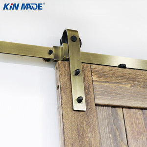 KIN MADE 6.6ft Green Antique Bronze Steel Sliding Barn Door Hardware Wood Door Sliding System