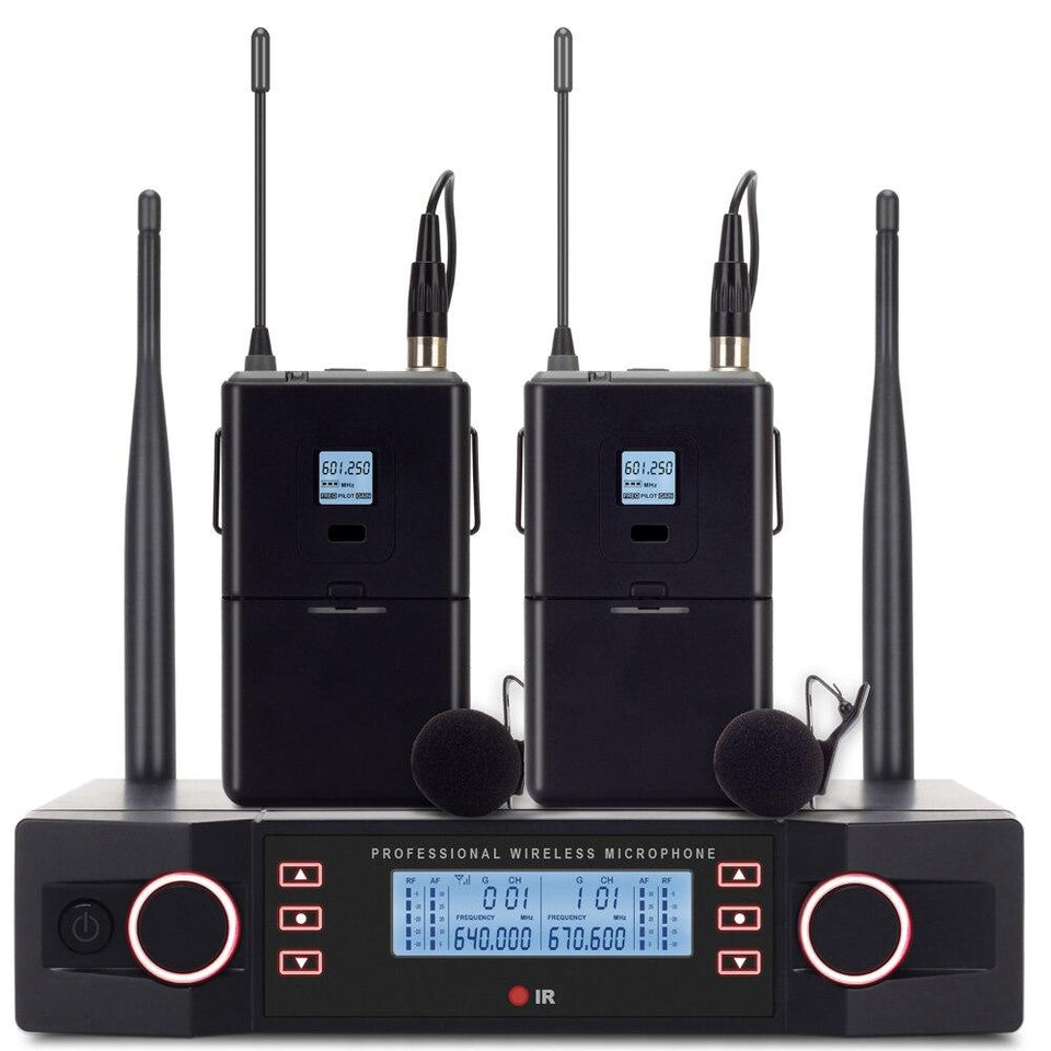 YUEPU RU-D210 UHF Professional Wireless Microphone System 2 Channel Handheld Karaoke Frequency Adjustable Cordless For Church