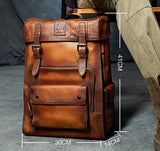 Luxury brand Large capacity vintage suede leather men backpack travel shoulder bag full Cowhide genuine leather men's backpacks