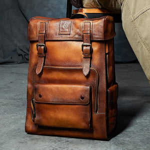 Luxury brand Large capacity vintage suede leather men backpack travel