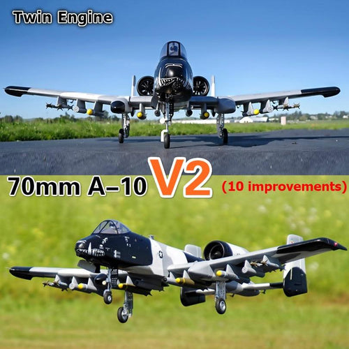 FMS 70mm Ducted Fan EDF Jet A-10 A10 V2 Twin Engine with Gyro 6CH 6S EPO PNP RC Airplane Model Hobby Plane Aircraft Avion EPO