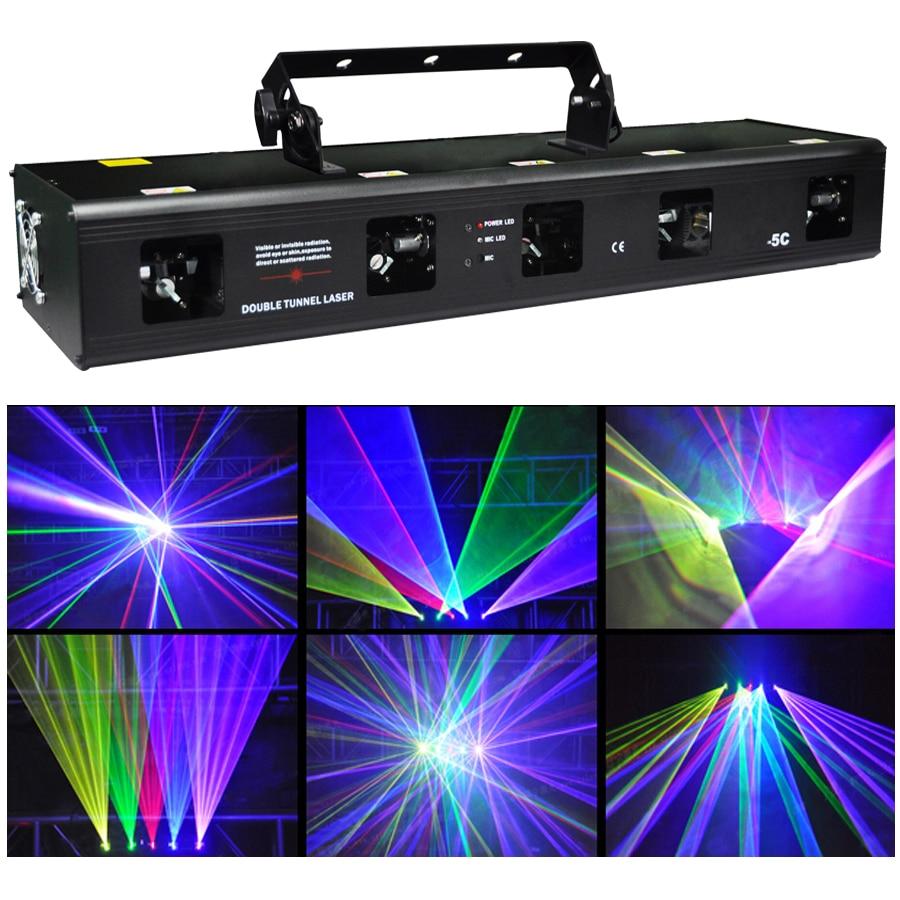 DHL RGBPY 900mw Red Green Blue Purple Yellow Five Tunnel Laser beam DJ Light Disco Stage Lighting