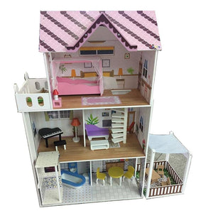 120CM Doll House Large DIY Model Kit Wooden Doll House With Furniture Working Elevator Dollhouse Toys for Children Birthday Gift