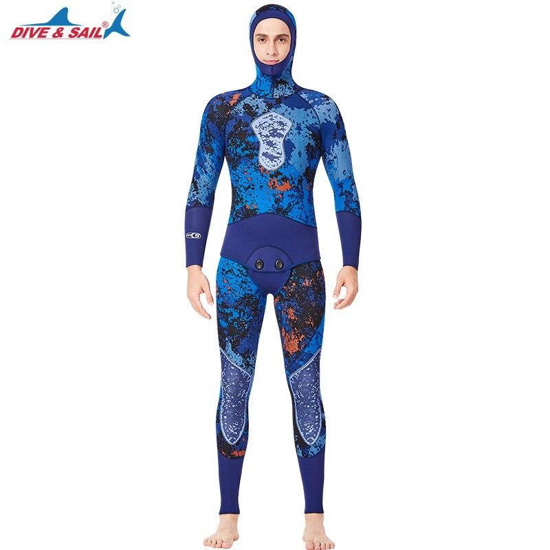 Thicken Warm 5MM Two-Piece Neoprene Wetsuits Camouflage Scuba Diving Suit Winter Swimwear Split Spearfishing Wetsuit For Men