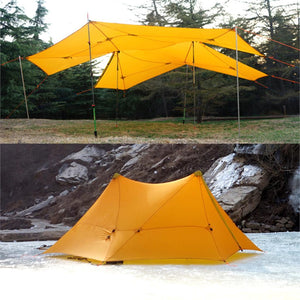 Ultralight 870g Camping Tent 6 Persons 4 Seasons Backpacking Tent Flysheet 20D 2-sided Silicone Coating Nylon Rodless Large Tent