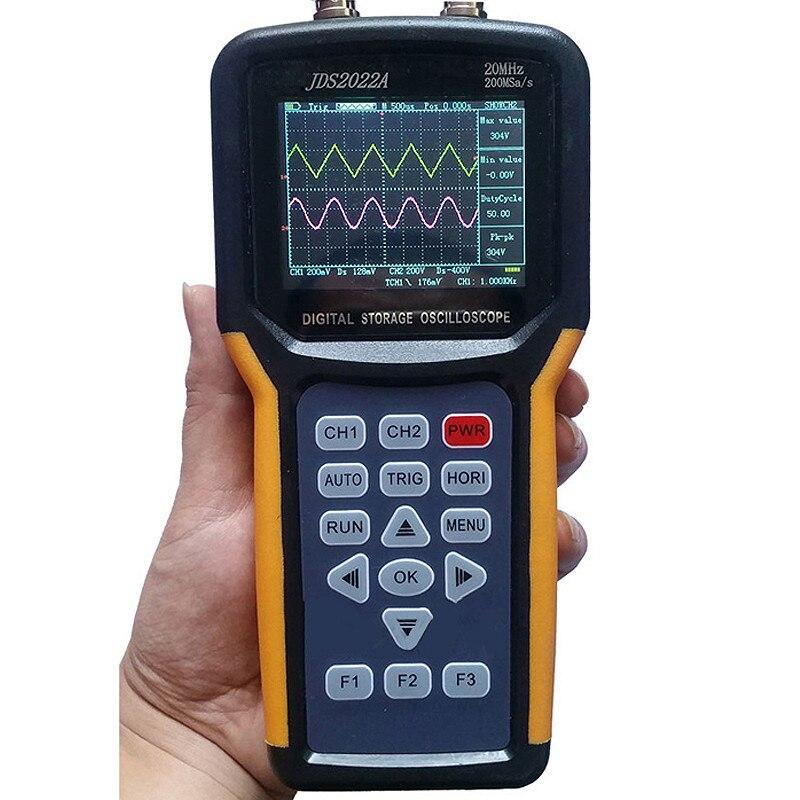 JDS2022A Double-channel Handheld Digital Oscilloscope 20MHz Bandwidth 200MSa/s Sample Rate Automotive Oscilloscope