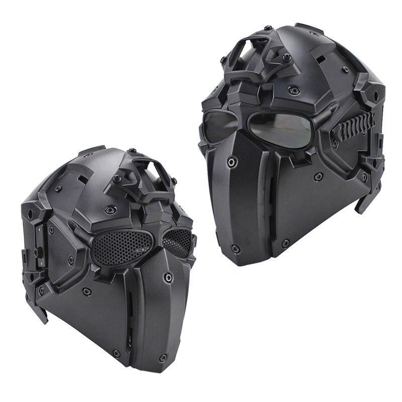 Tactical Helmet All-round Integrated NVG Paintball Mask w/ Mesh Lens Goggle Professional Cycling Helmet Full Face Hunting Helmet
