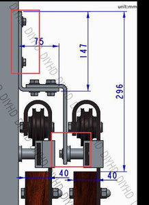 DIYHD 5.5ft-10ft Horseshoe Bypass sliding barn wood closet door rustic black barn door track hardware