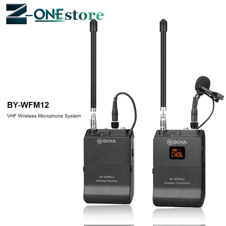 BOYA BY-WFM12 VHF Wireless Microphone System for IOS Android Smartphones, Video DSLRs, Camcorders, Audio recorders, PCs Youtube