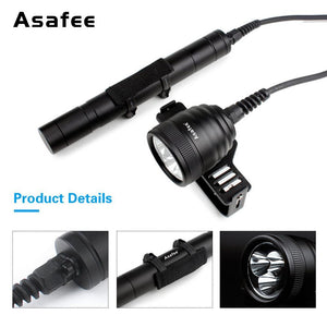 Asafee Canister Scuba Diving Light Torch 10 Degree Cree XM-L2 U4 Waterproof LED Dive Light 26650 Canister Dive Primary Light