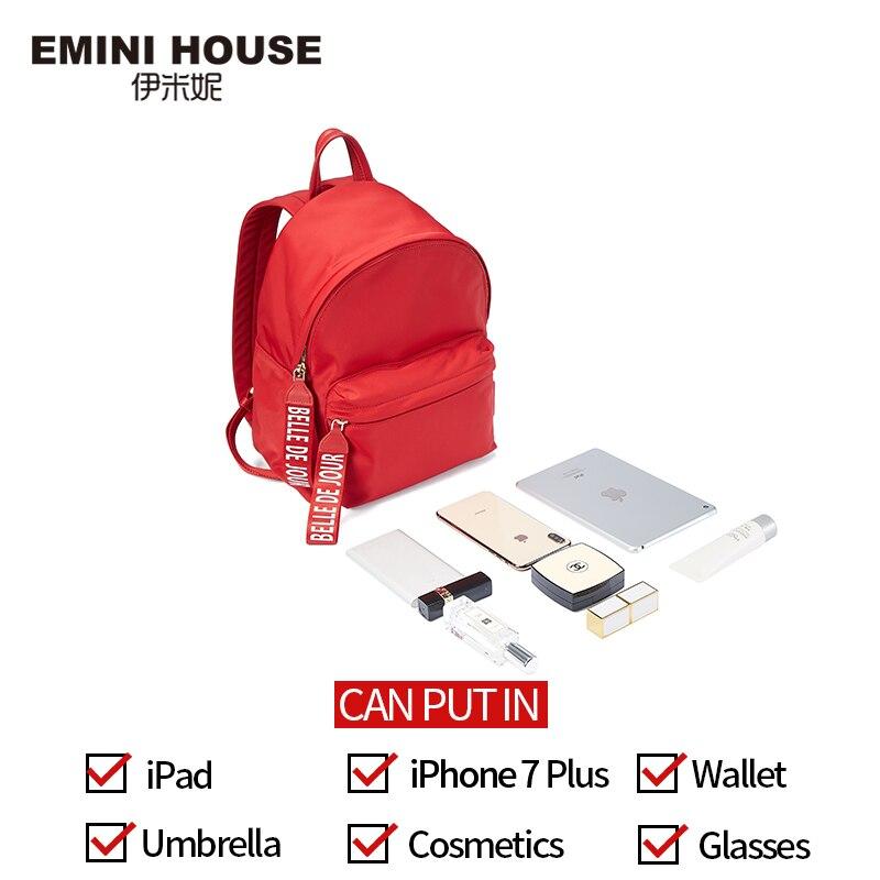 EMINI HOUSE Letter Element Waterproof Nylon Backpack Multifunction Women Backpack Backpacks For Teenage Girls School Bag