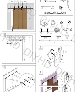 DIYHD 5.5ft-10ft Horseshoe Bypass sliding barn wood closet door rustic black barn door track hardware