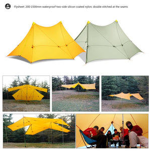 Ultralight 870g Camping Tent 6 Persons 4 Seasons Backpacking Tent Flysheet 20D 2-sided Silicone Coating Nylon Rodless Large Tent