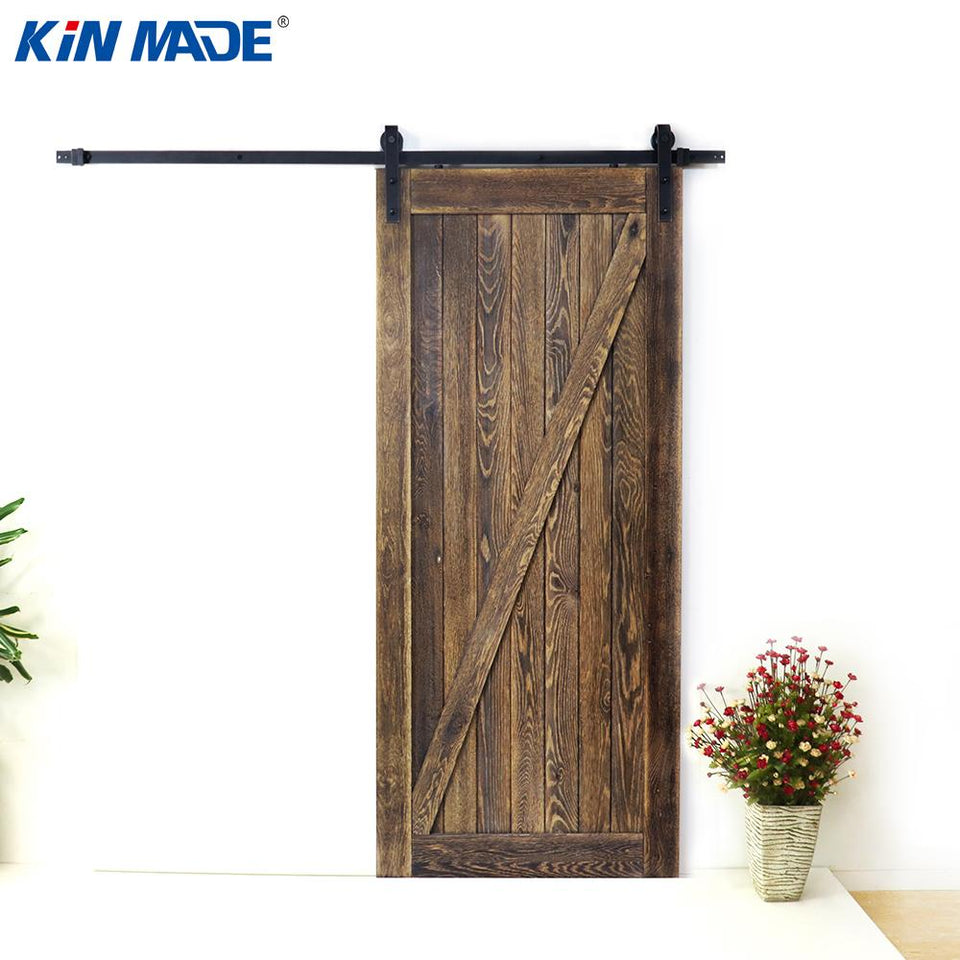 KINMADE Dark Antique Bronze Oil Rubbed Sliding Barn Door System Classie Style interior Wooden Door