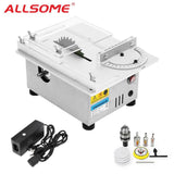 ALLSOME T4 Mini Table Saw Handmade Woodworking Bench Lathe Electric Polisher Grinder DIY Circular Cutting Saw Blade