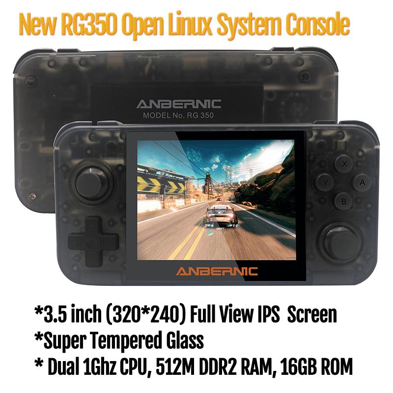 2019 New Retro Game Console For PSP RG350 OpenDingux 3.5 inch IPS LCD 16GB ROM 64 Bit Handheld Video Game Player