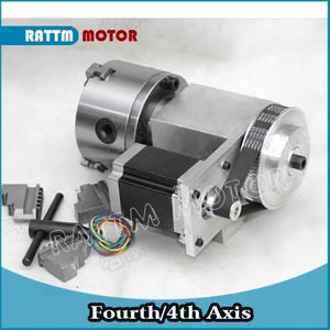 RU ship K12-100mm 4 jaw chuck 100mm 4th Axis+Tailstock CNC dividing head Rotation Axis kit for CNC router woodworking engraving