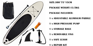 Inflatable Stand Up Paddle Board Sup-Board Surfboard Kayak Surf set 300*75*15cm with Backpack,leash,fins.