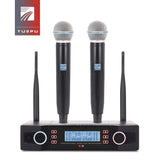 YUEPU RU-D210 UHF Professional Wireless Microphone System 2 Channel Handheld Karaoke Frequency Adjustable Cordless For Church