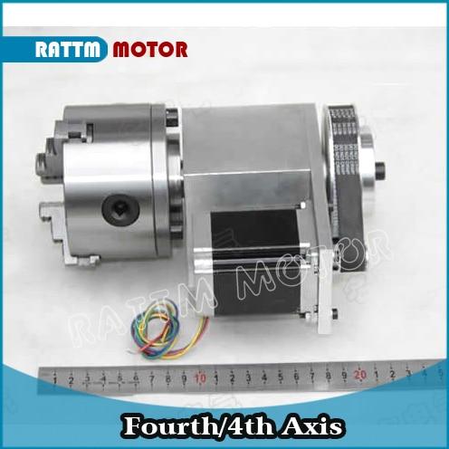 RU ship K12-100mm 4 jaw chuck 100mm 4th Axis+Tailstock CNC dividing head Rotation Axis kit for CNC router woodworking engraving