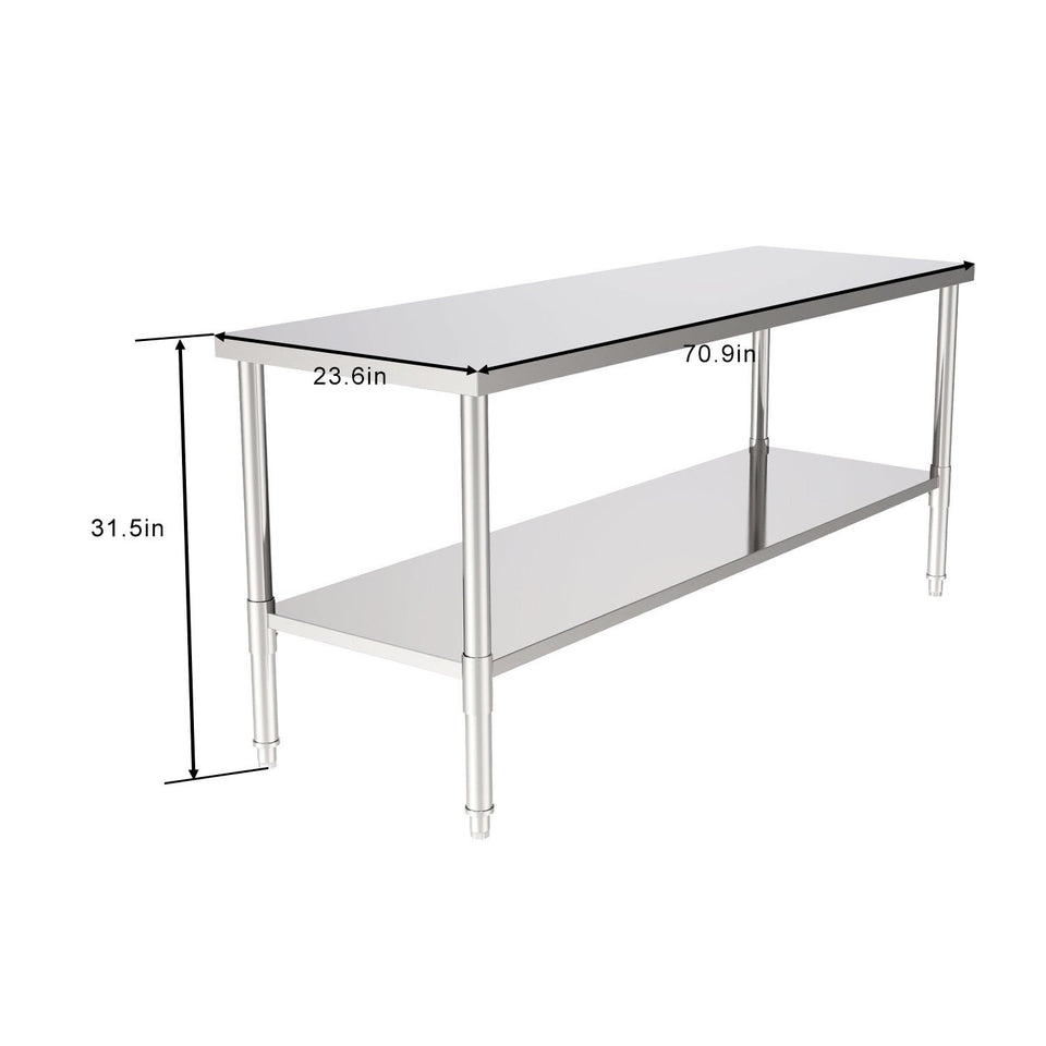 72" Stainless Steel Galvanized Work Table (without Back Board) Cake Table Woodworking Metal Hiah Hardness Desk for Home industry