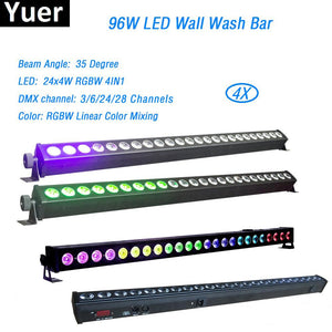 4Pcs/Lot 24x4W LED RGBW 4in1 Led Wall Wash Light 3/6/24/28 Channels DMX512 Led Bar Wash Stage Light Music DJ Disco Party Wedding